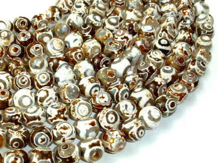 Tibetan Agate Beads, Faceted Round, 10mm-RainbowBeads