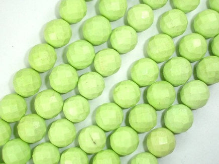 Green Howlite Turquoise Beads, Faceted Round, 12mm-RainbowBeads