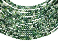 Moss Agate Beads, Round, Green, 6mm-RainbowBeads
