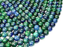 Azurite Malachite Beads, Round, 10mm, 15.5 Inch-RainbowBeads