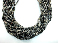 Black Line Jasper Beads, Silk Stone, Spider Web Jasper, Round, 4mm-RainbowBeads