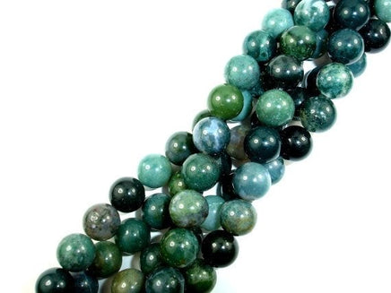 Moss Agate, Round beads, 10mm, Green Beads-RainbowBeads