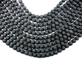 Black Lava Beads, Round, 10mm (10.3 mm)-RainbowBeads