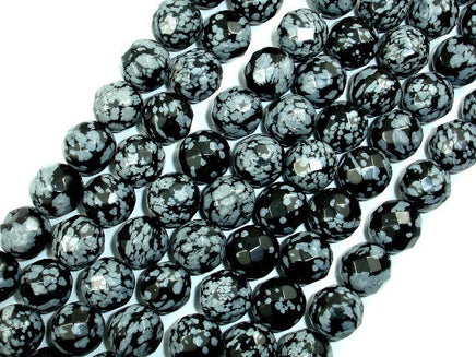 Snowflake Obsidian Beads, Faceted Round, 12mm-RainbowBeads