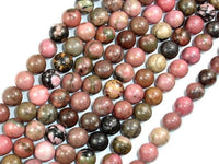 Rhodonite Beads, Round, 10mm (10.5 mm)-RainbowBeads