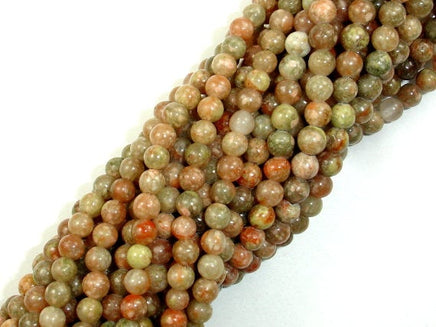 Chinese Unakite, Round beads, 4mm-RainbowBeads