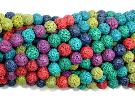 Lava Beads, Multicolored, Round, 6mm-RainbowBeads