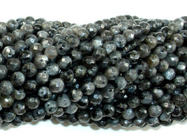 Black Labradorite Beads, Faceted Round, 4mm, 14.5 Inch-RainbowBeads