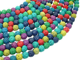 Lava Beads, Multicolored, Round, 8mm-RainbowBeads