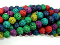 Lava Beads, Multicolored, Round, 8mm-RainbowBeads