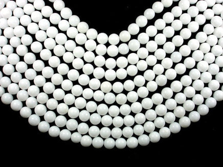 White Jade Beads, Round, 10mm (10.5mm)-RainbowBeads
