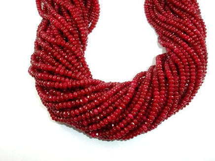 Ruby Jade Beads, Faceted Rondelle, Approx 2 x 4 mm-RainbowBeads