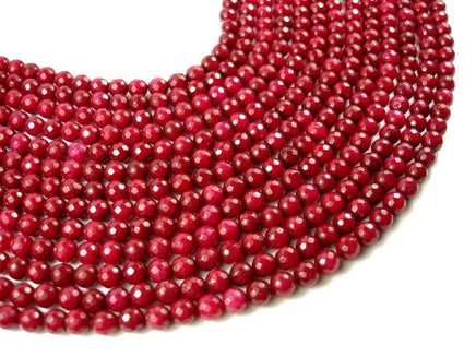 Ruby Jade Beads, Faceted Round, 6mm-RainbowBeads