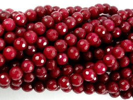 Ruby Jade Beads, Faceted Round, 6mm-RainbowBeads