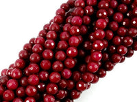 Ruby Jade Beads, Faceted Round, 6mm-RainbowBeads