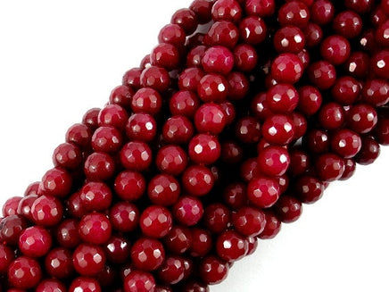 Ruby Jade Beads, Faceted Round, 6mm-RainbowBeads