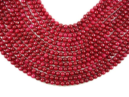 Ruby Jade Beads, Faceted Round, 6mm-RainbowBeads