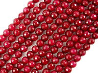 Ruby Jade Beads, Faceted Round, 6mm-RainbowBeads