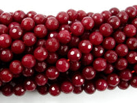 Ruby Jade Beads, Faceted Round, 8mm-RainbowBeads