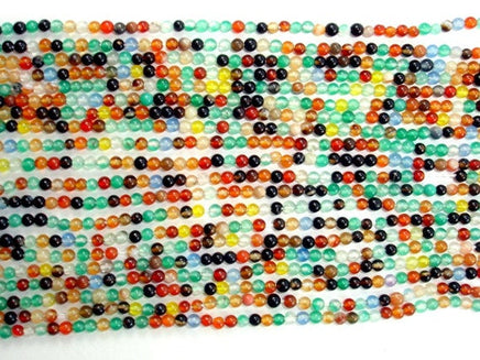 Agate Beads, Round, Multicolored, 2mm-RainbowBeads