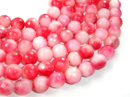 Dyed Jade Beads, Pink, Faceted Round, 10mm-RainbowBeads