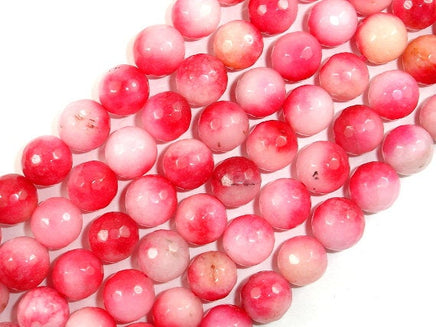 Dyed Jade Beads, Pink, Faceted Round, 10mm-RainbowBeads