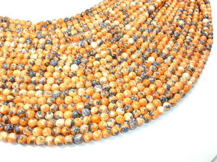 Rain Flower Stone, Orange, 6mm Round Beads-RainbowBeads