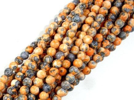 Rain Flower Stone, Orange, 4mm Round Beads-RainbowBeads