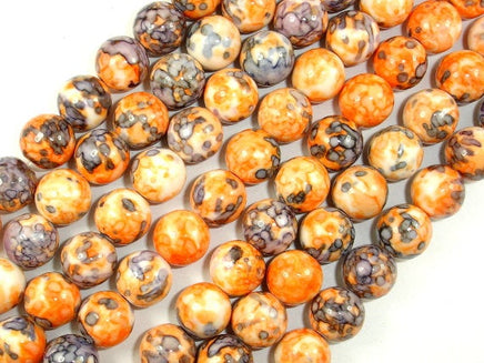 Rain Flower Stone, Orange, 10mm Round Beads-RainbowBeads