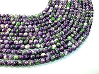 Rain Flower Stone, Purple, Green, 8mm Round Beads-RainbowBeads