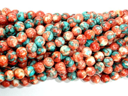 Rain Flower Stone, Red, Blue, 6mm Round Beads-RainbowBeads