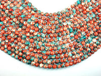 Rain Flower Stone, Red, Blue, 8mm Round Beads-RainbowBeads