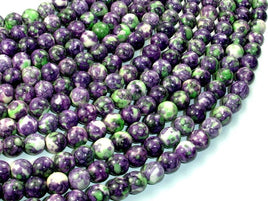 Rain Flower Stone, Purple, Green, 8mm Round Beads-RainbowBeads