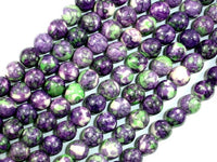 Rain Flower Stone, Purple, Green, 8mm Round Beads-RainbowBeads