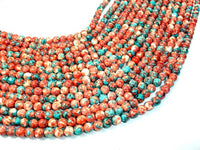 Rain Flower Stone, Red, Blue, 6mm Round Beads-RainbowBeads
