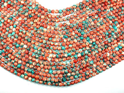 Rain Flower Stone, Red, Blue, 6mm Round Beads-RainbowBeads