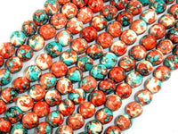 Rain Flower Stone, Red, Blue, 8mm Round Beads-RainbowBeads