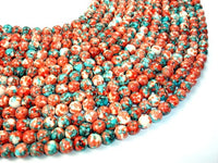 Rain Flower Stone, Red, Blue, 8mm Round Beads-RainbowBeads