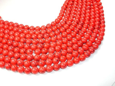 Red Howlite Beads, 10mm Round Beads-RainbowBeads