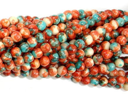 Rain Flower Stone, Red, Blue, 4mm Round Beads-RainbowBeads