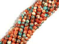 Rain Flower Stone, Red, Blue, 4mm Round Beads-RainbowBeads