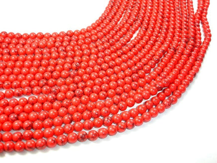 Red Howlite Beads, 6mm Round Beads-RainbowBeads