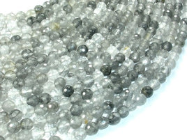 Gray Quartz Beads, 6mm Faceted Round Beads-RainbowBeads