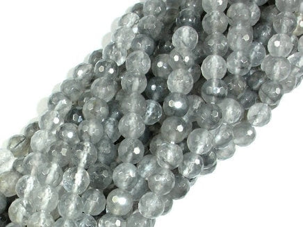 Gray Quartz Beads, 6mm Faceted Round Beads-RainbowBeads