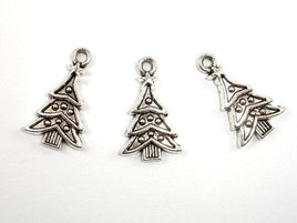 Christmas Tree Charms, Zinc Alloy, Antique Silver Tone 10pcs-RainbowBeads
