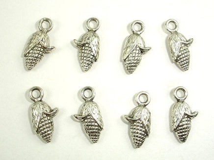 Corn Charms, Zinc Alloy, Antique Silver Tone, 7x14 mm 20pcs-RainbowBeads