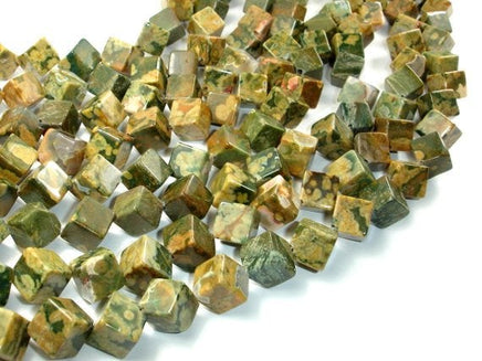 Rhyolite Beads, 10x10 mm Diagonal Cube Beads-RainbowBeads