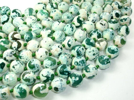 Tibetan Agate Beads, 12mm Faceted Round Beads-RainbowBeads