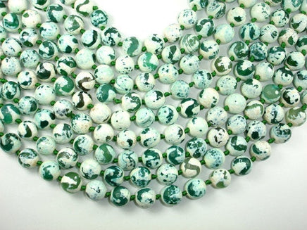 Tibetan Agate Beads, 12mm Faceted Round Beads-RainbowBeads