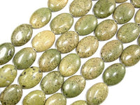 Green Chalcopyrite Beads, 13 x 18 mm Oval Beads-RainbowBeads
